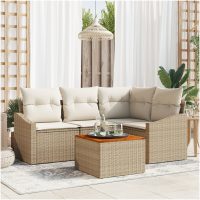 Trädgårdsssoffset 5 pcs Beige, vit vidaXL