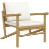 Trädgårdsstol 2 st med gräddvita dynor bambu vidaXL – miniatyr 3