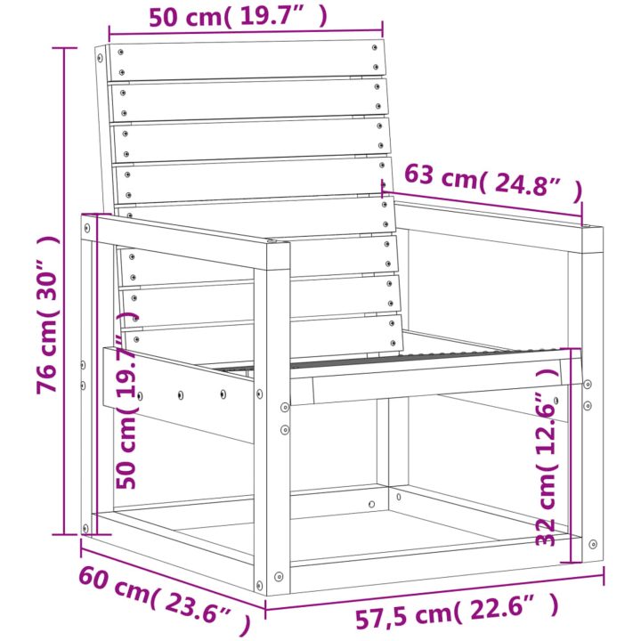 Trädgårdsstol 57,5x63x76 cm massiv douglasträ vidaXL – bild 9