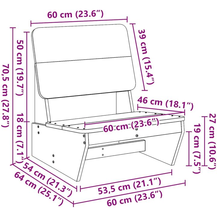 Trädgårdsstol 60x64x70,5 cm massiv douglasträ vidaXL – bild 9
