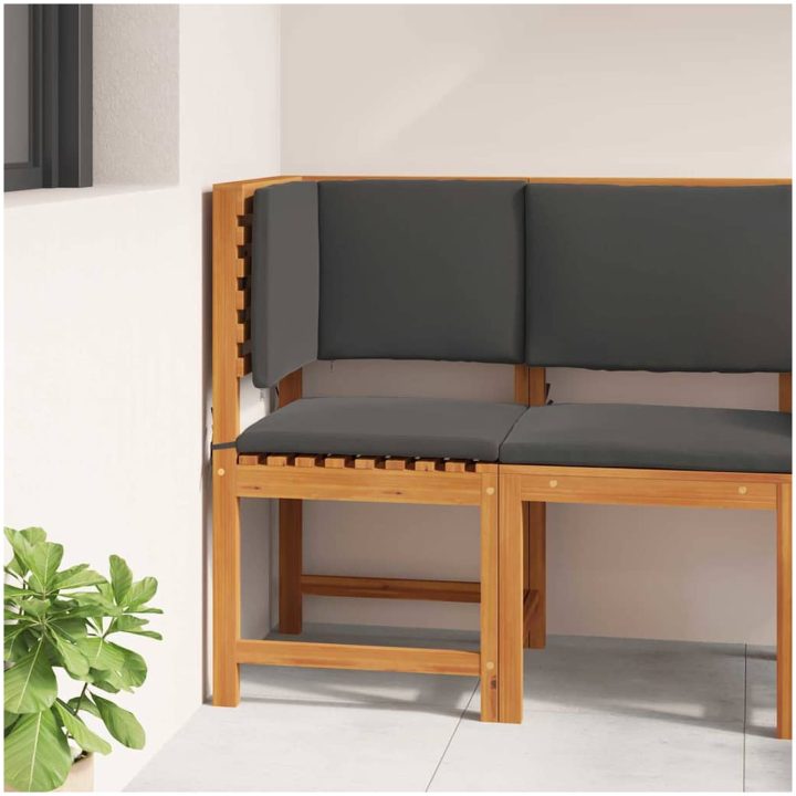Trädgårdsstol Hörn med Kuddar Solid Akacia vidaXL 100 x 50 x 91 cm – bild 3
