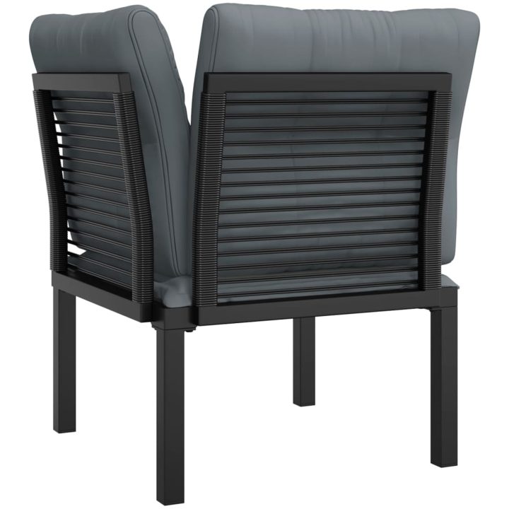 Trädgårdsstol hörnsektion med dynor svart och grå konstrotting vidaXL – bild 5