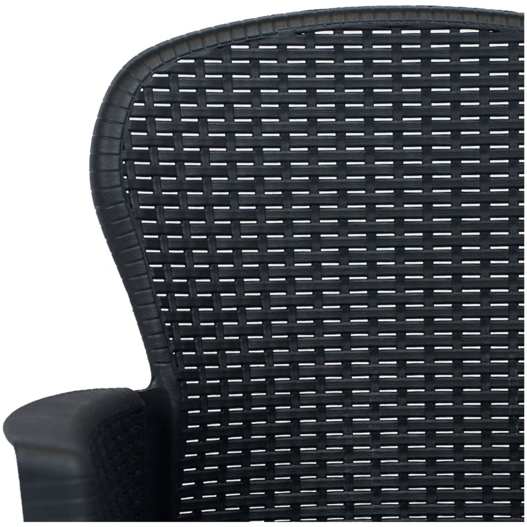 Trädgårdsstol med dyna 2 st plast konstrotting antracit vidaXL – bild 5