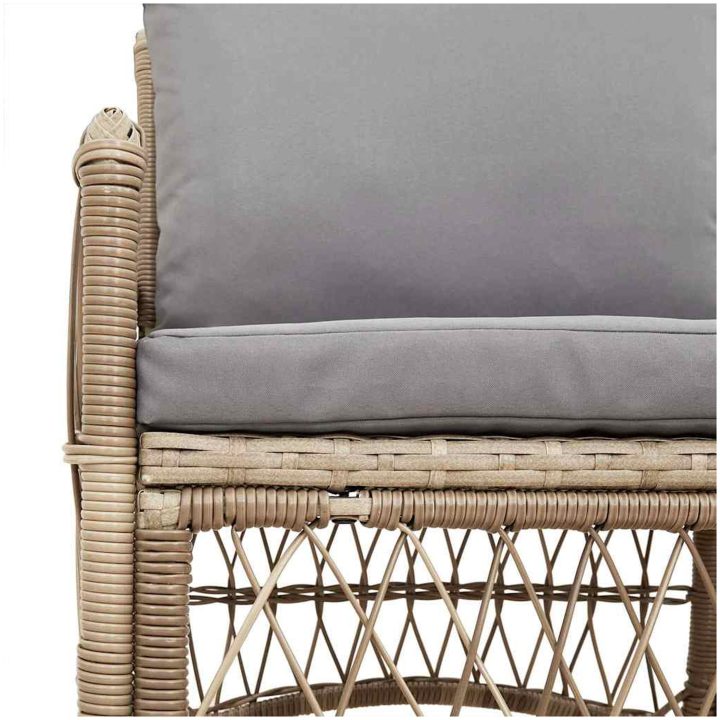 Trädgårdsstol med Dynor Beige 60x70x78 cm Poly Rottning vidaXL Standard – bild 3