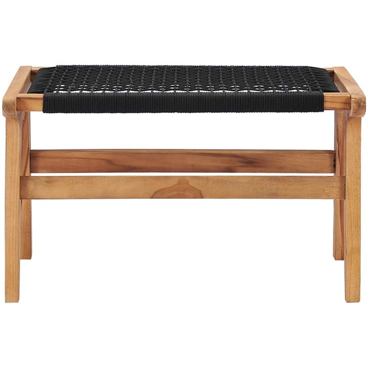 Trädgårdsstol med fotpall massiv teak och rep vidaXL – bild 12