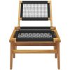Trädgårdsstol med fotstöd massiv teak och polyester vidaXL – miniatyr 3