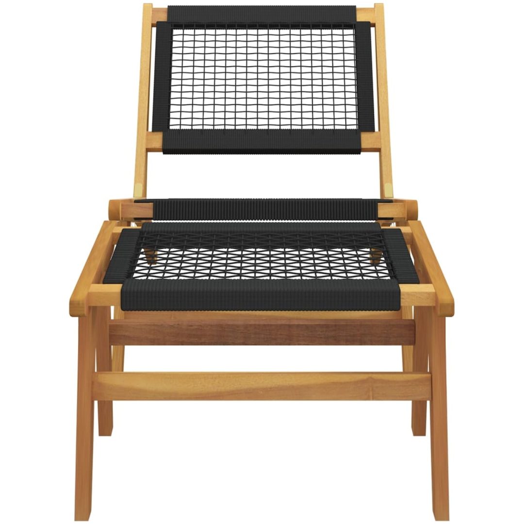 Trädgårdsstol med fotstöd massiv teak och polyester vidaXL – bild 3
