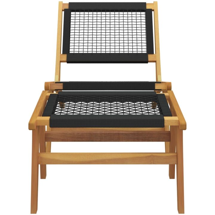 Trädgårdsstol med fotstöd massiv teak och polyester vidaXL – bild 3