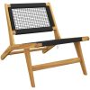 Trädgårdsstol med fotstöd massiv teak och polyester vidaXL – miniatyr 6