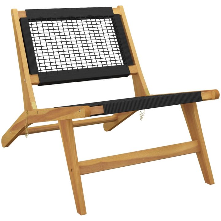 Trädgårdsstol med fotstöd massiv teak och polyester vidaXL – bild 6