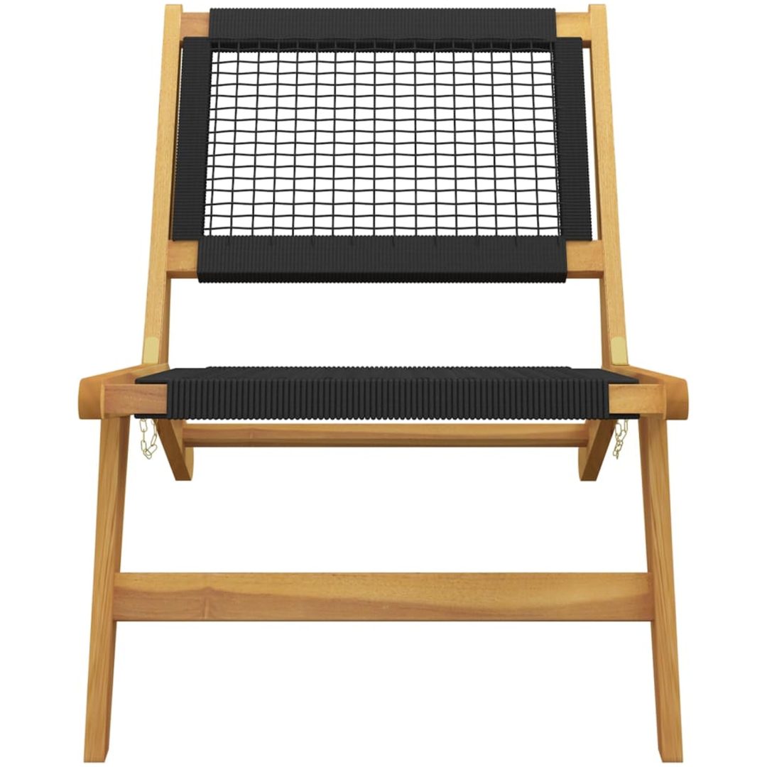 Trädgårdsstol med fotstöd massiv teak och polyester vidaXL – bild 7