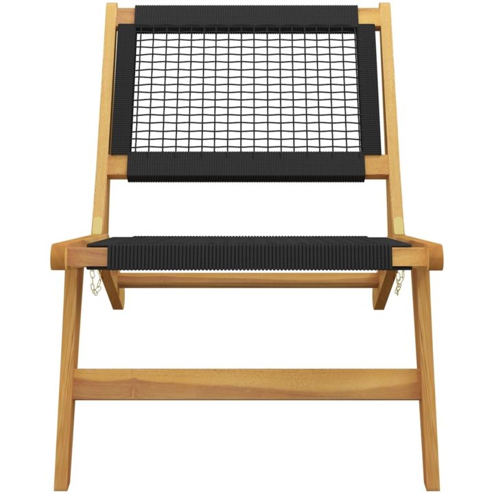 Trädgårdsstol med fotstöd massiv teak och polyester vidaXL – bild 7