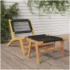 Trädgårdsstol med fotstöd massiv teak och polyester vidaXL – miniatyr 1