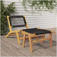 Trädgårdsstol med fotstöd massiv teak och polyester vidaXL
