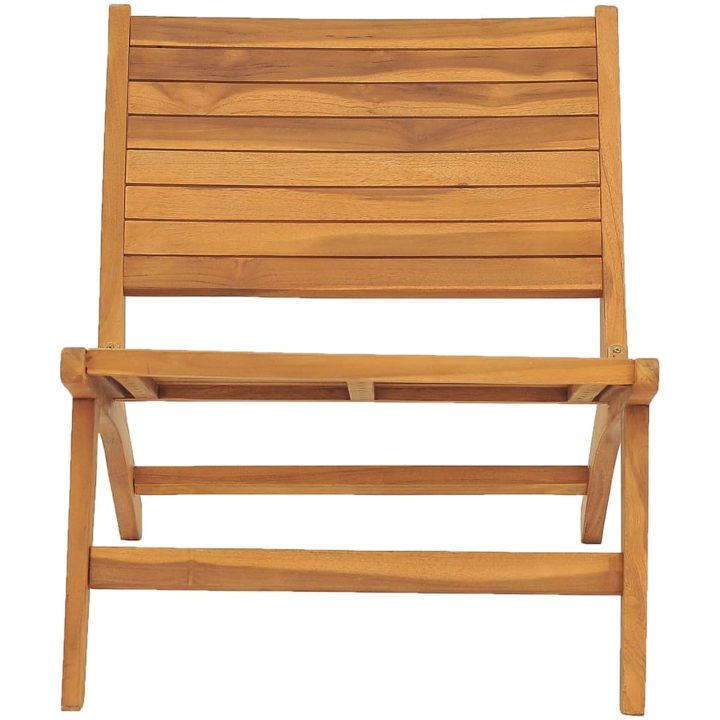 Trädgårdsstol med fotstöd massiv teak vidaXL – bild 5
