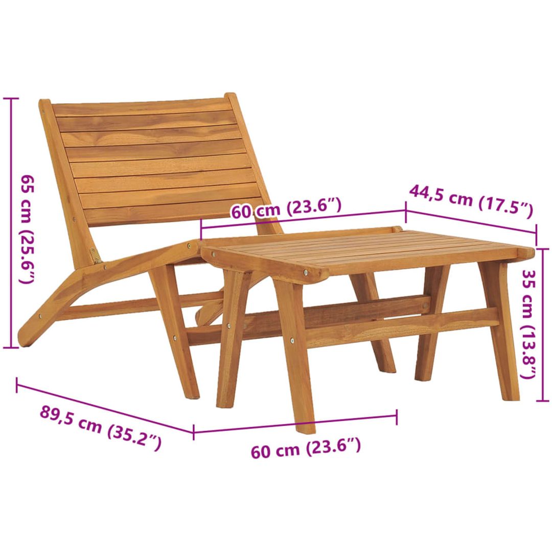 Trädgårdsstol med fotstöd massiv teak vidaXL – bild 9