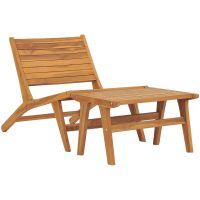 Trädgårdsstol med fotstöd massiv teak vidaXL