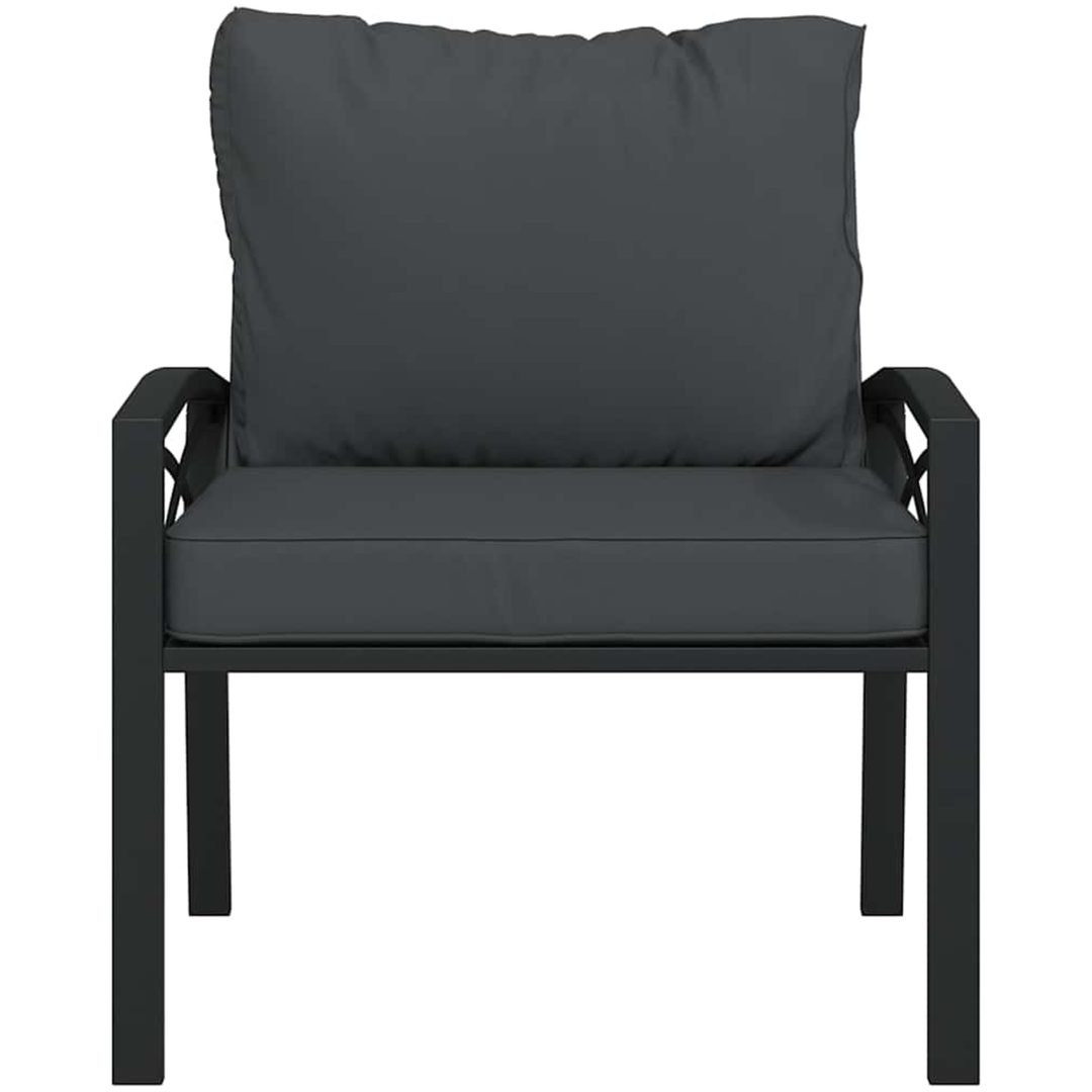 Trädgårdsstol med grå dynor 68x76x79 cm stål vidaXL – bild 3