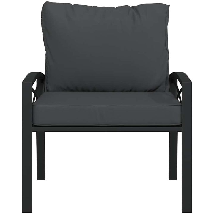 Trädgårdsstol med grå dynor 68x76x79 cm stål vidaXL – bild 3