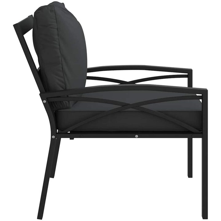 Trädgårdsstol med grå dynor 68x76x79 cm stål vidaXL – bild 5
