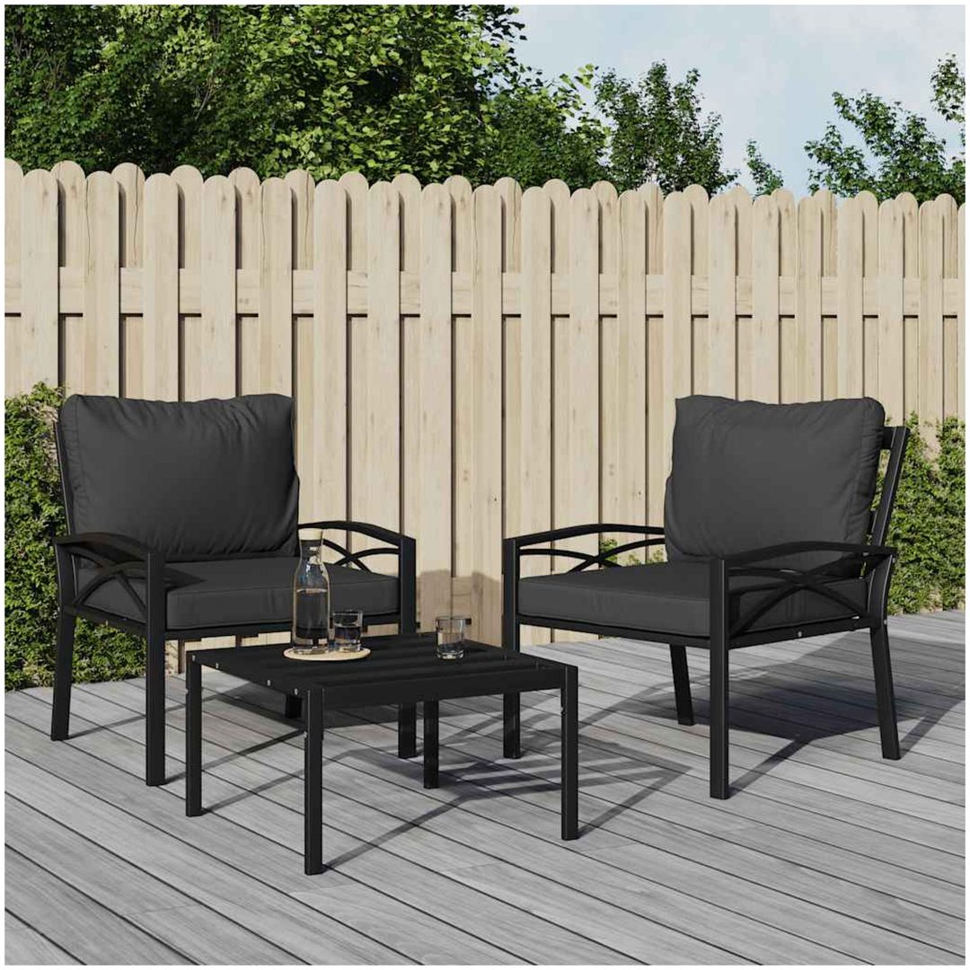 Trädgårdsstol med grå dynor 68x76x79 cm stål vidaXL