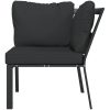 Trädgårdsstol med grå dynor 76x76x79 cm stål vidaXL – miniatyr 3
