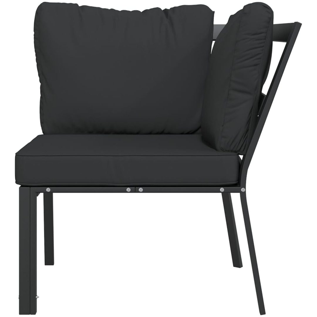 Trädgårdsstol med grå dynor 76x76x79 cm stål vidaXL – bild 3