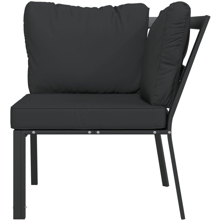 Trädgårdsstol med grå dynor 76x76x79 cm stål vidaXL – bild 3