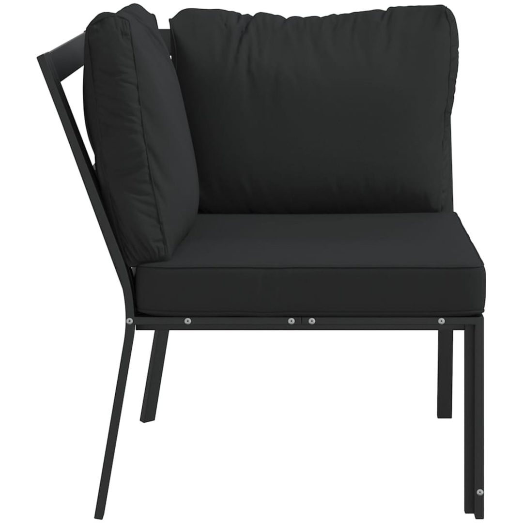 Trädgårdsstol med grå dynor 76x76x79 cm stål vidaXL – bild 4