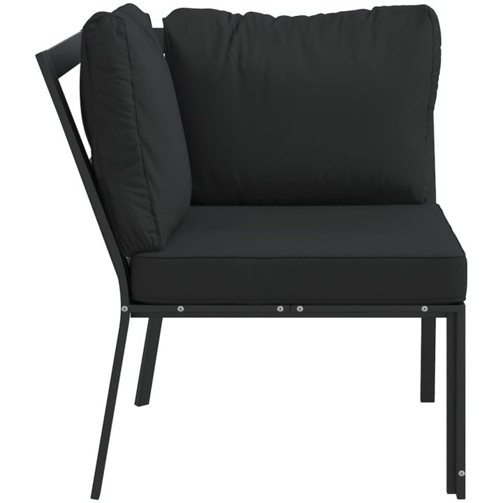 Trädgårdsstol med grå dynor 76x76x79 cm stål vidaXL – bild 4