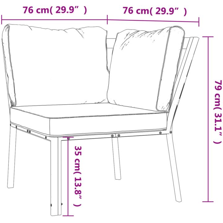 Trädgårdsstol med grå dynor 76x76x79 cm stål vidaXL – bild 8