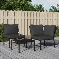 Trädgårdsstol med grå dynor 76x76x79 cm stål vidaXL