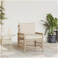 Trädgårdsstol med Kuddar Beige 60x70x78 cm Poly Rottning vidaXL