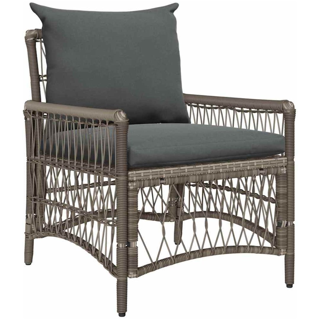 Trädgårdsstol med Kuddar Grå Poly Rattan vidaXL Standard – bild 2