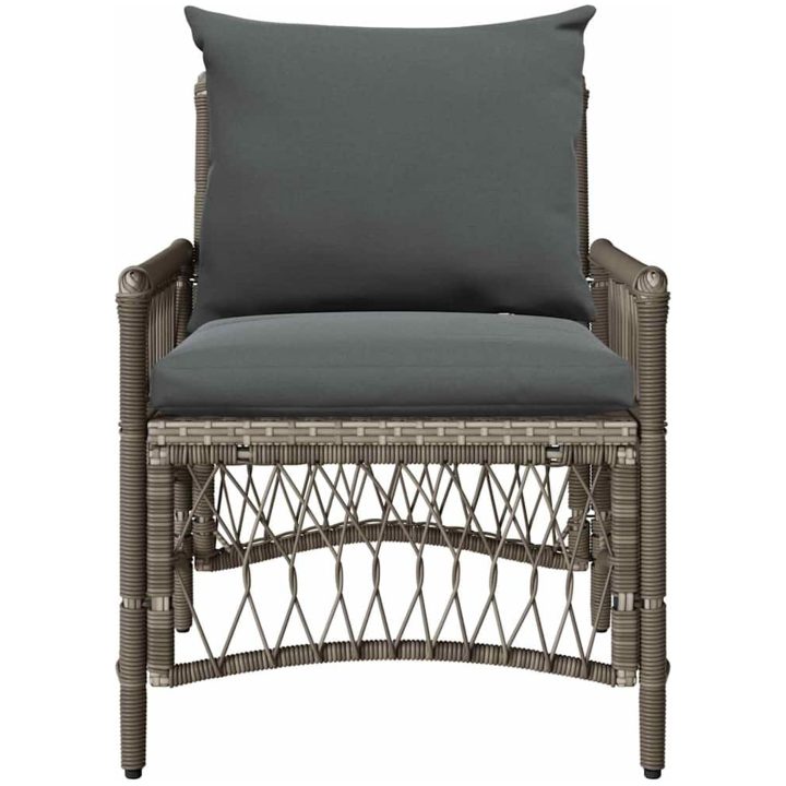 Trädgårdsstol med Kuddar Grå Poly Rattan vidaXL Standard – bild 4
