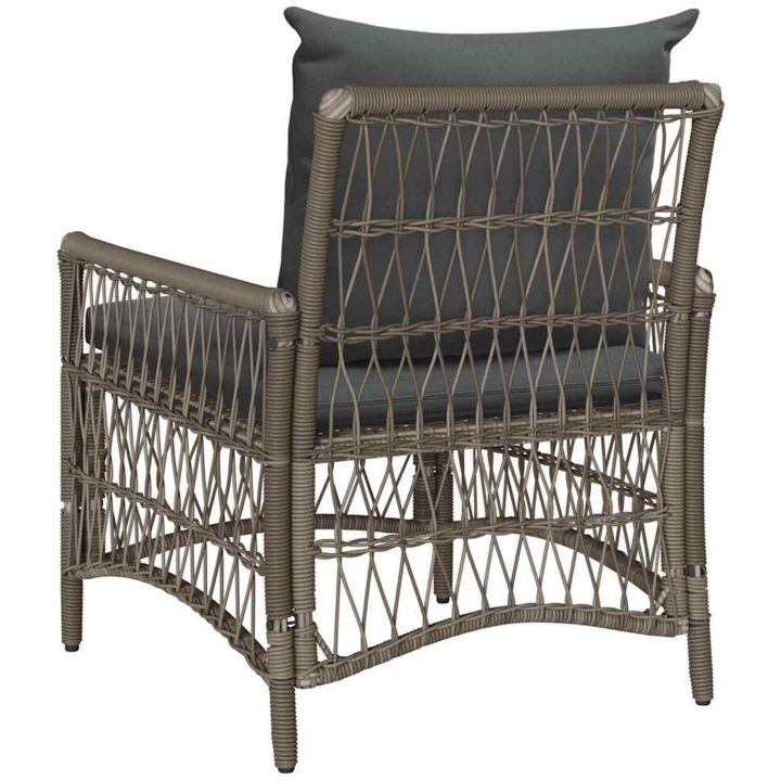 Trädgårdsstol med Kuddar Grå Poly Rattan vidaXL Standard – bild 6