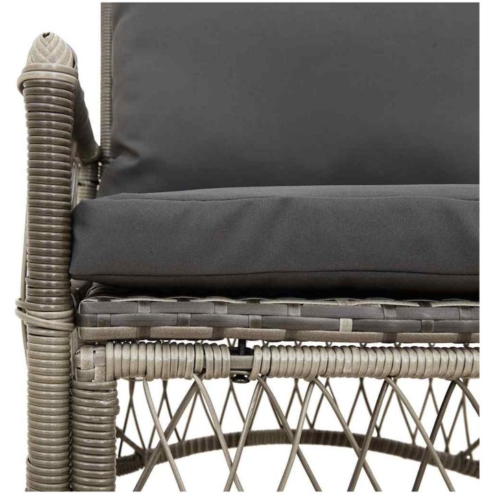Trädgårdsstol med Kuddar Grå Poly Rattan vidaXL Standard – bild 7