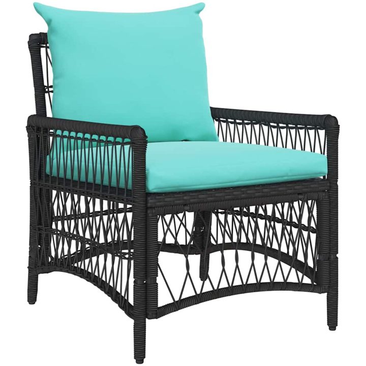 Trädgårdsstol med Kuddar Svart 60x70x78 cm Poly Rattan vidaXL Standard – bild 2
