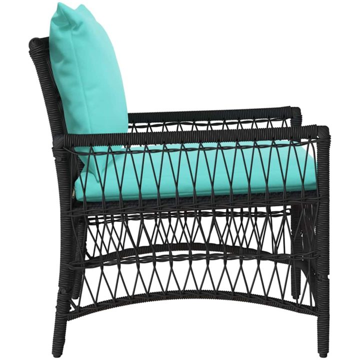 Trädgårdsstol med Kuddar Svart 60x70x78 cm Poly Rattan vidaXL Standard – bild 5