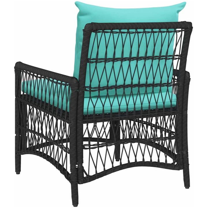 Trädgårdsstol med Kuddar Svart 60x70x78 cm Poly Rattan vidaXL Standard – bild 6