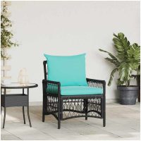 Trädgårdsstol med Kuddar Svart 60x70x78 cm Poly Rattan vidaXL