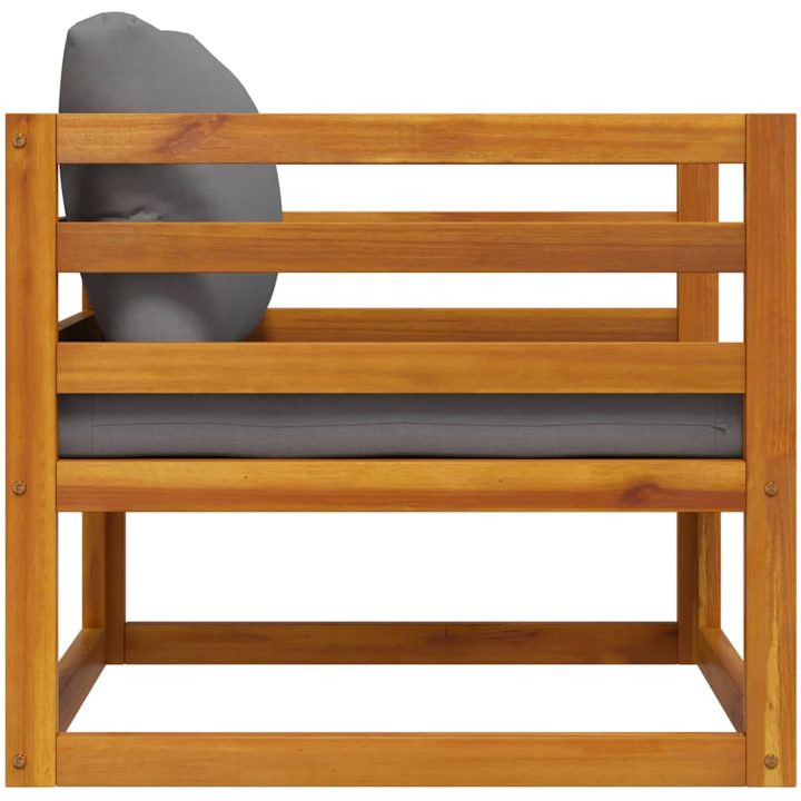 Trädgårdsstol med mörkgråa dynor massivt akaciaträ vidaXL – bild 5