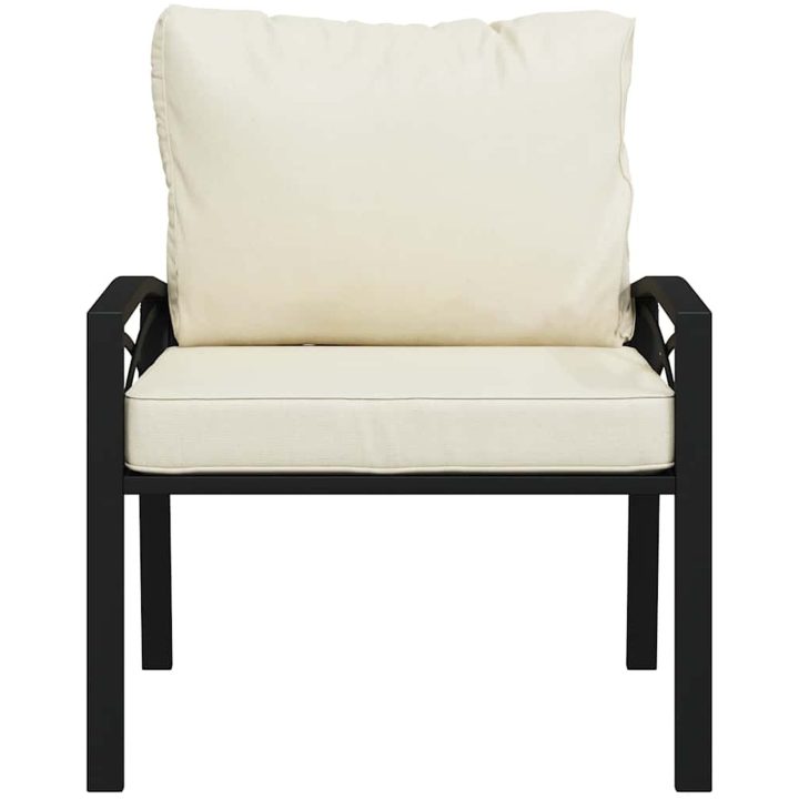 Trädgårdsstol med sandfärgade dynor 68x76x79 cm stål vidaXL – bild 3