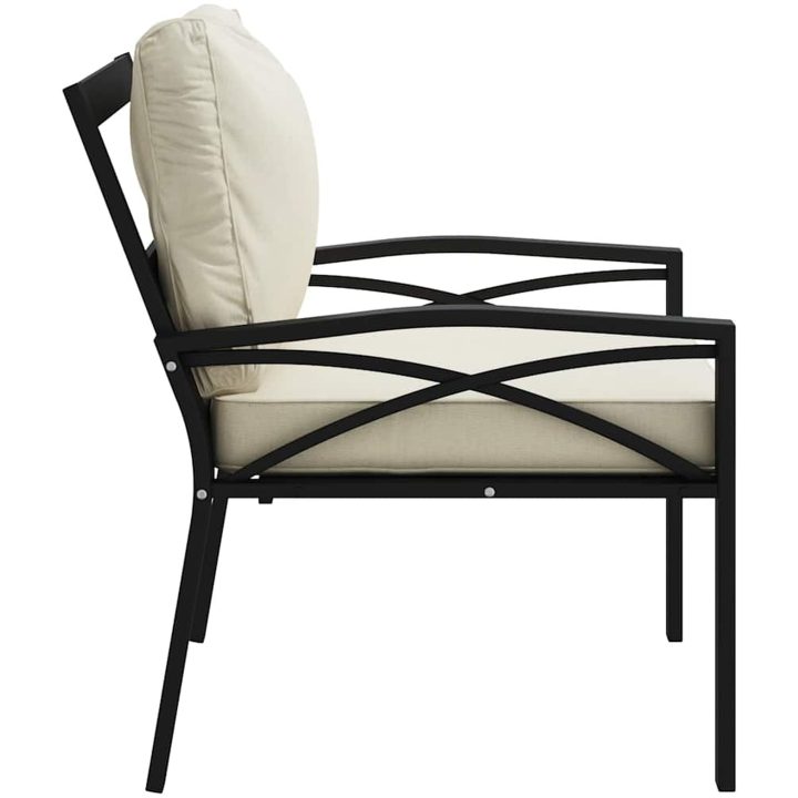 Trädgårdsstol med sandfärgade dynor 68x76x79 cm stål vidaXL – bild 5