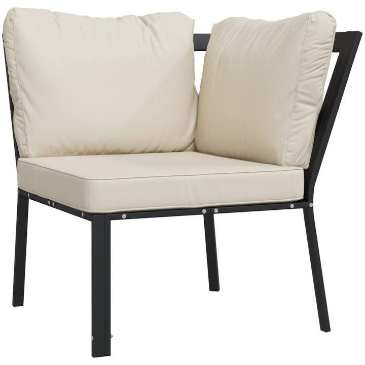 Trädgårdsstol med sandfärgade dynor 76x76x79 cm stål vidaXL – bild 2