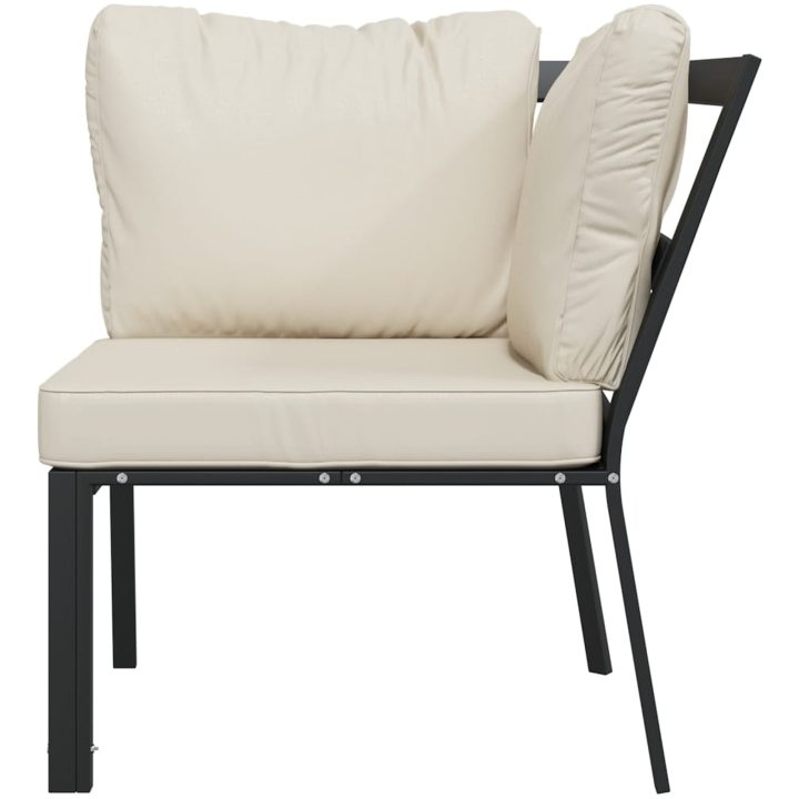 Trädgårdsstol med sandfärgade dynor 76x76x79 cm stål vidaXL – bild 3
