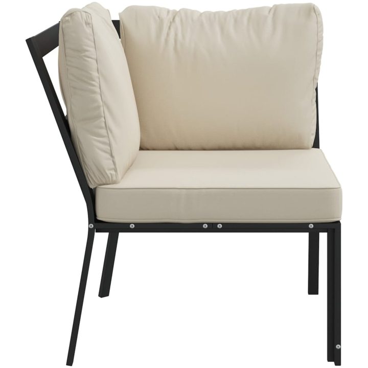 Trädgårdsstol med sandfärgade dynor 76x76x79 cm stål vidaXL – bild 4