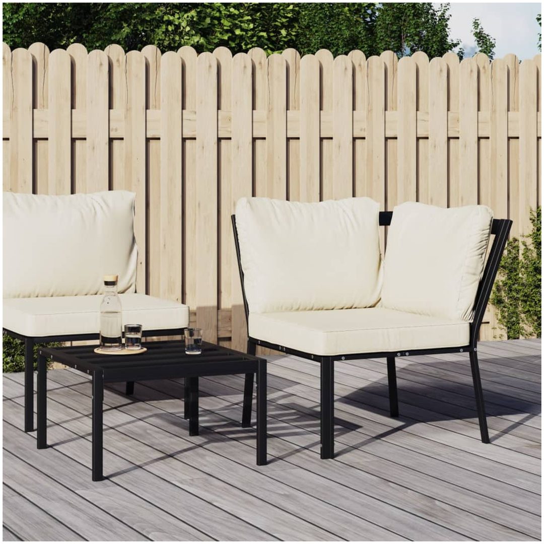 Trädgårdsstol med sandfärgade dynor 76x76x79 cm stål vidaXL