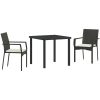 Trädgårdsstol Set med kudde 3 pcs Svart vidaXL 80 x 80 x 73 cm – miniatyr 2