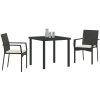 Trädgårdsstol Set med kudde 3 pcs Svart vidaXL 80 x 80 x 73 cm – miniatyr 3